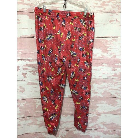 Disney Minnie Mouse Lounge Pants Red Multi Size XL (16/18) Side Pockets! - Picture 9 of 15